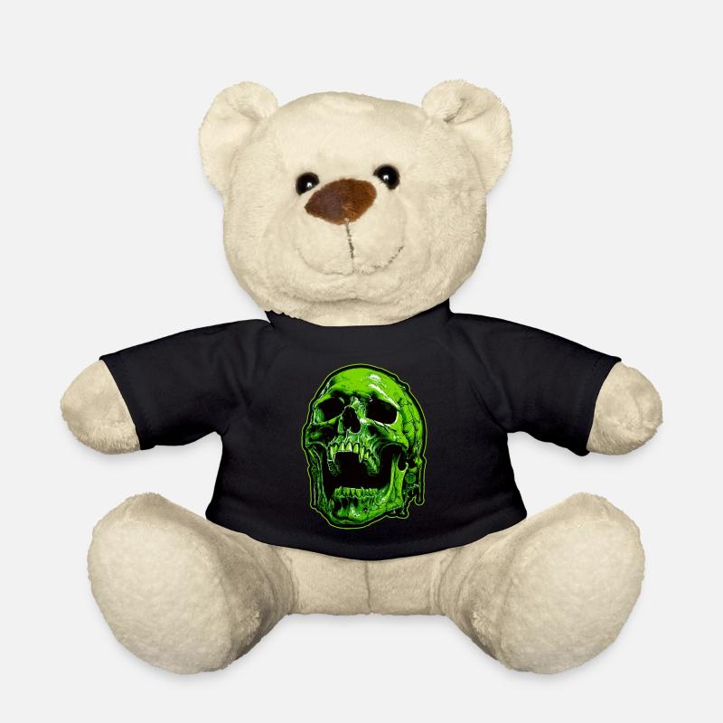 Green Vampire Skull - Teddy Bear - black