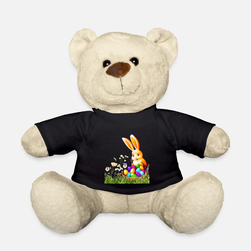 Lapin de Pâques avec des œufs colorés - Nounours - noir