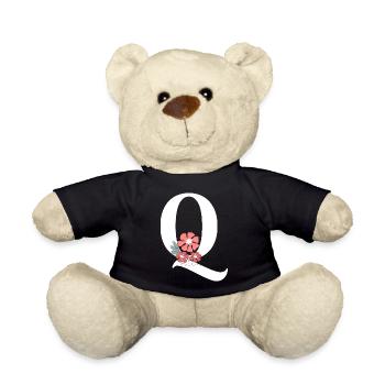 Letter q Minimalist Flowers - Teddy Bear - black - Front