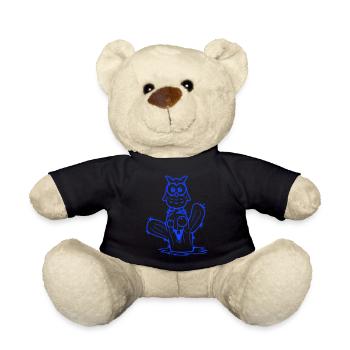 Owl Cactus Desert 2 Friends Happy Team Cartoon - Teddy Bear - black - Front
