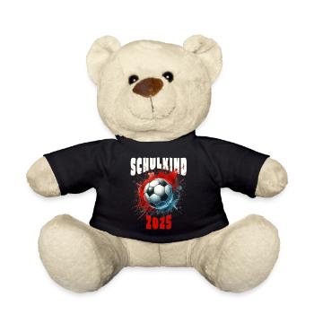 Schulkind 2025 - Fußball Geschenk Einschulung - Teddy - Schwarz - Vorne