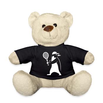 Minimalist Penguin Tennis Backhand Player - Teddy Bear - black - Front