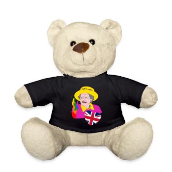Reine aux couleurs de l’arc-en-ciel avec cœur Union Jack - Nounours - noir - Devant