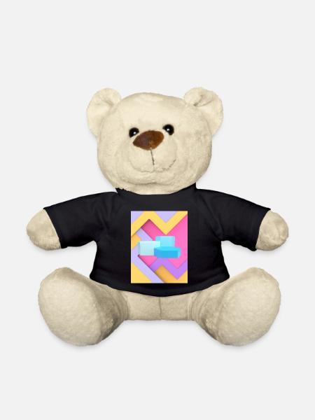 Pastel Geometric Pod Design - Teddy Bear - black