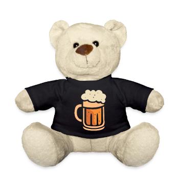 Beer Mug with Foam – Funny Cartoon Design - Teddy Bear - black - Front