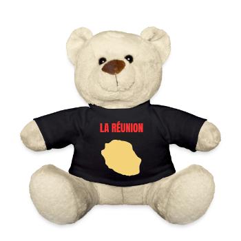 T-Shirt mit goldener Karte auf der Insel La Réunion - Teddy - Schwarz - Vorne
