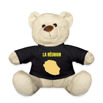 T-Shirt mit goldener Karte auf der Insel La Réunion - Teddy - Schwarz - Vorne