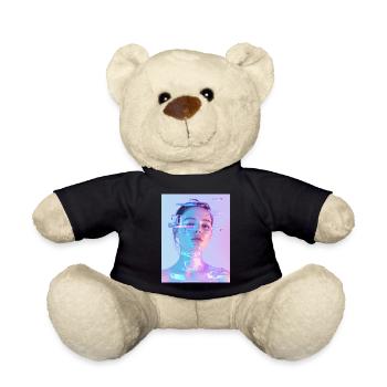 Iridescent Glitch Woman - Teddy Bear - black - Front