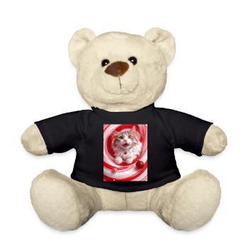 Chat de Noël dans un tourbillon de menthe poivrée rouge - Nounours - noir - Devant