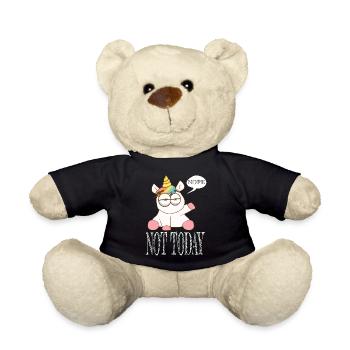 Slumbering Unicorn Not Today - Teddy Bear - black - Front