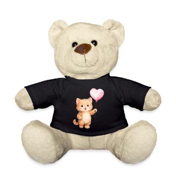 Herzballon Katze - Teddy - Schwarz - Vorne