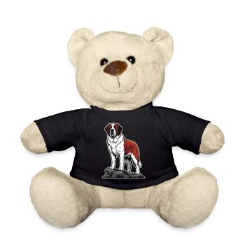 Saint Bernard Dog on Rock Portrait Rescuer - Teddy Bear - black - Front
