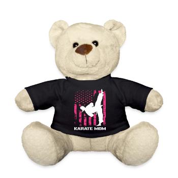 Karate Mama USA Flagge Kampfsport Mutter Pink - Teddy - Schwarz - Vorne