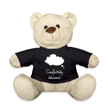 Comfortably Delusional, White - Teddy Bear - black - Front