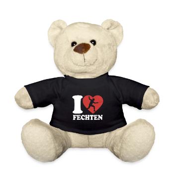 I Love Fechten - Herz - Sport - Teddy - Schwarz - Vorne
