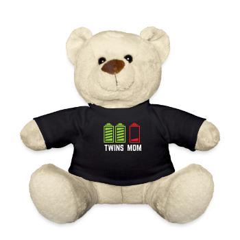 Zwillinge Schwangerschaft Mama Papa Geschenk 1 - Teddy - Schwarz - Vorne