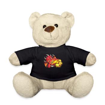 Computer Game Design RPG Lover Fan Dragon Motif - Teddy Bear - black - Front