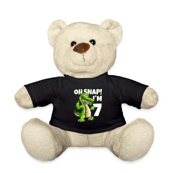 Kids who will be 7 Kids Alligator Crocodile Design - Teddy Bear - black - Front
