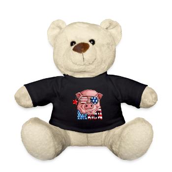 USA Flagge Schweinkostüm Merica Nationalfeiertag - Teddy - Schwarz - Vorne