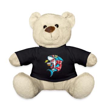 Fun Shark Holiday Beach Sea Shark Fan - Teddy Bear - black - Front