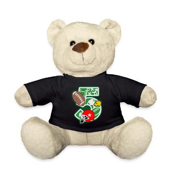 Football 5ème anniversaire numéro 5 - 5 ans - Nounours - noir - Devant