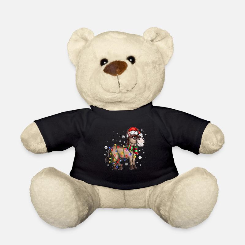 Christmas Esel mit Weihnachtsmütze im Schnee - Teddy - Schwarz