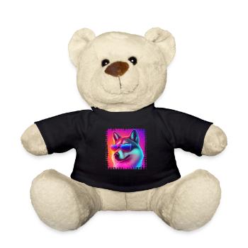 Dog Cartoon Huskie Design pour les amoureux des chiens - Nounours - noir - Devant