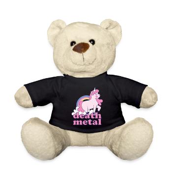 Lustig Death Metal Einhorn Regenbogen Metalhead - Teddy - Schwarz - Vorne