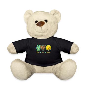 Liebe für Softball, Frieden Liebe Softball Graphik - Teddy - Schwarz - Vorne