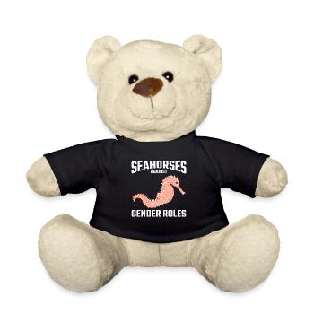 Seahorses sea feminism equal rights - Teddy Bear - black - Front