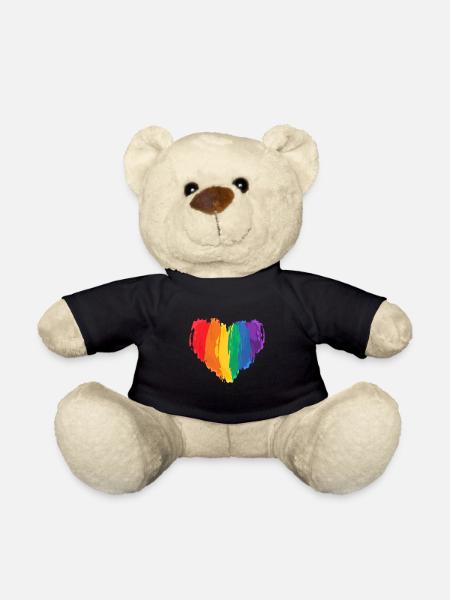 Coeur d'amour aquarelle LGBTQ - Nounours - noir