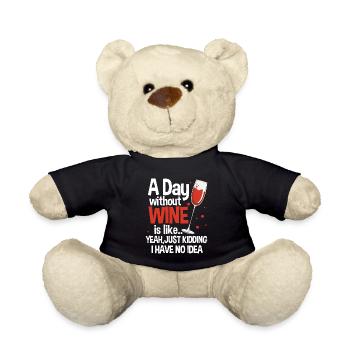 Wein Rotwein Weinglas Weinfest Weisswein Geschenk - Teddy - Schwarz - Vorne