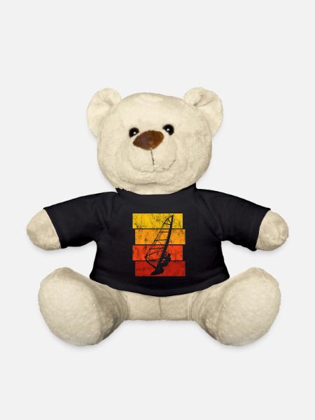 Windsurfing Retro Windsurfer Windsurfing Surf - Teddy Bear - black