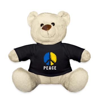 Peace Sign Ukrainian Flag - Peace Grunge - Teddy Bear - black - Front