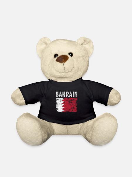 Bahrain Flag Distressed - Bahraini Flag - Teddy Bear - black