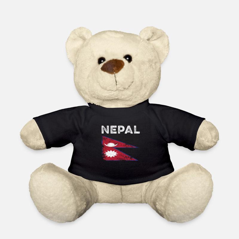Drapeau népalais en détresse - Drapeau népalais - Nounours - noir