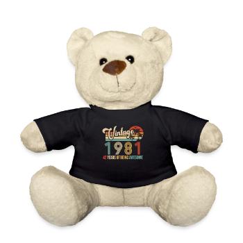Vintage Année 1981 Anniversaire 42 Ans Idée Cadeau - Nounours - noir - Devant