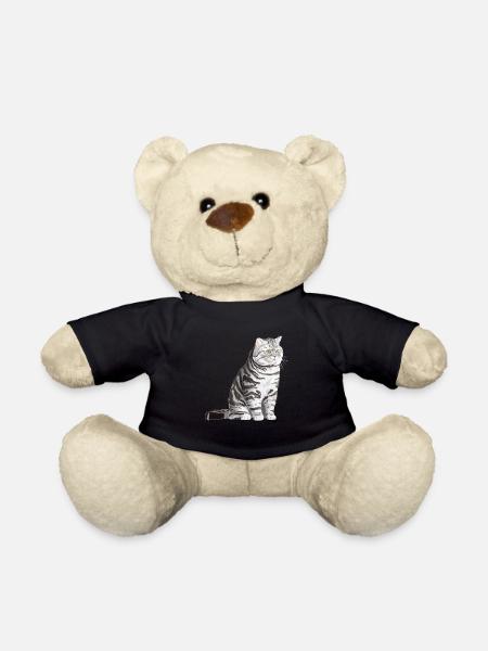 Sitzende Tabby Britisch Kurzhaar Katze - Teddy - Schwarz