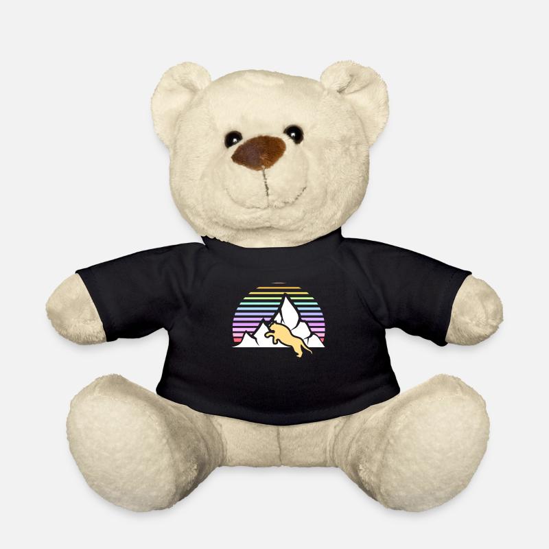 Berglöwe vor Retro Hintergrund mit Berg und Sonne - Teddy - Schwarz