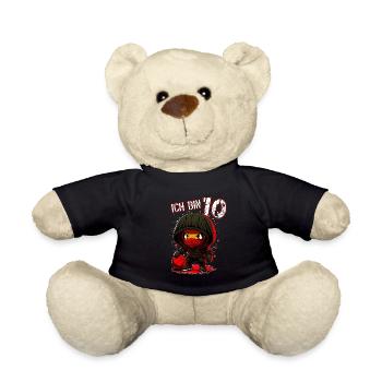 Kinder Geburtstag 10 Jahre - Basketball und Ninjas - Teddy - Schwarz - Vorne
