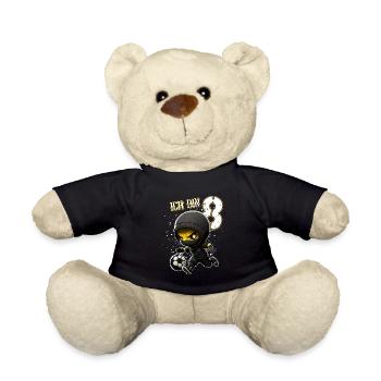 Kinder Geburtstag 8 Jahre - Fussball und Ninjas - Teddy - Schwarz - Vorne