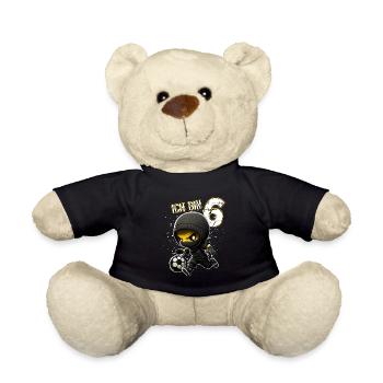 Kinder Geburtstag 6 Jahre - Fussball und Ninjas - Teddy - Schwarz - Vorne
