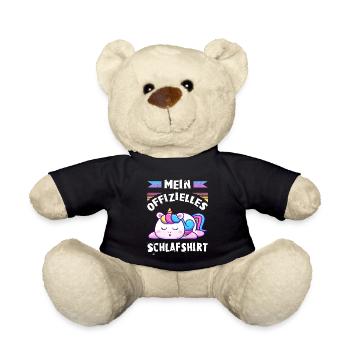 Mein Offizielles Schlafshirt, Einhorn - Teddy - Schwarz - Vorne