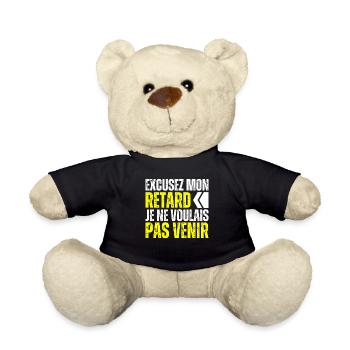 Excusez Moi Je Suis En Retard Je Voulais Pas Venir - Nounours - noir - Devant