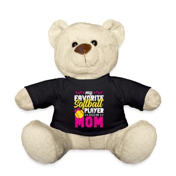 Drôle Softball Maman Fille Pratique Parents Fiers - Nounours - noir - Devant