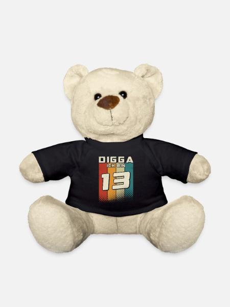 Digga ich bin 13 Jahre Junge 13. Geburtstag Retro - Teddy - Schwarz