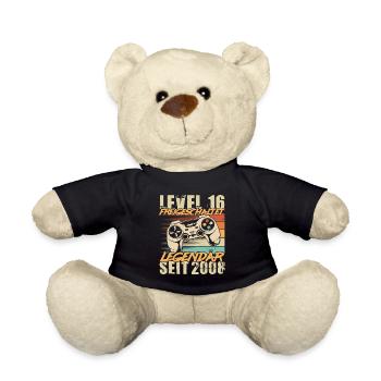 16 Geburtstag Gamer Jahrgang 2008 geboren - Teddy - Schwarz - Vorne