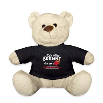 Mein Herz brennt für eine Feuerwehrfrau - Teddy - Schwarz - Vorne