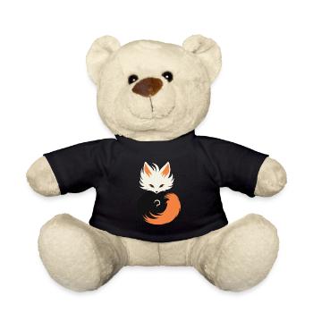 Kitsune Japanese Little Fox Humor - Teddy Bear - black - Front
