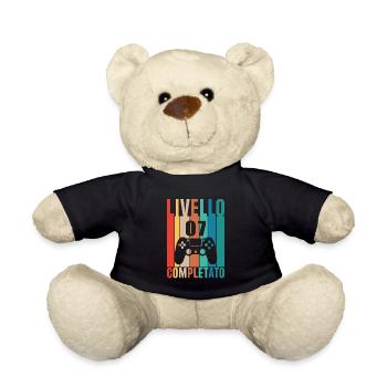 7th Birthday Player Level 7 Complete 7 Years - Teddy Bear - black - Front